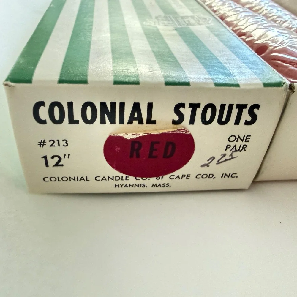NOS Colonial Candle Cape Cod Stouts Red Pair 12